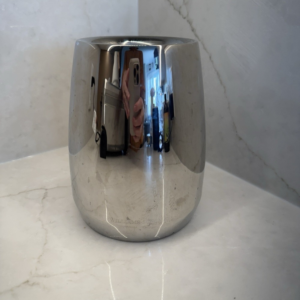 Williams Sonoma Large Oval Bain Marie Stainless Steel Utensil Holder
